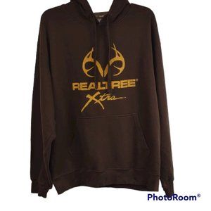 Realtree Men's Brown Xtra Pullover Antler Graphic Hoodie Camo Hood Liner